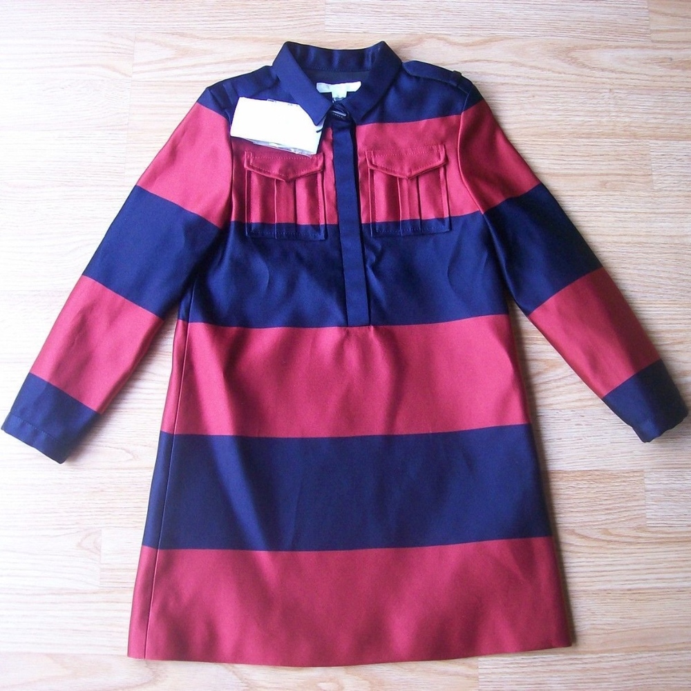 BURBERRY CHILDREN GIRLS STRIPED DRESS ROYAL RED NA